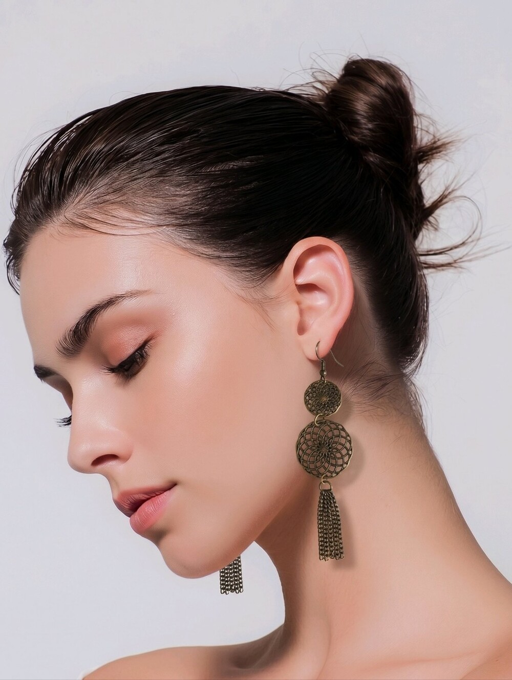 Aged gold earrings